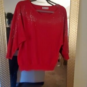 89th & Madison Red Sequin Sweater